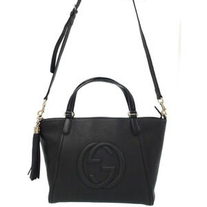 Gucci Soho grained leather top handle bag 2way tote shoulder bag